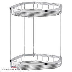 Полочка-решетка с крючками угловая FBS Ryna 2-х ярусная 26/26 cm 242x294x224 мм хром Полочка-решетка с крючками угловая FBS Ryna 2-х ярусная 26/26 cm 242x294x224 мм хром