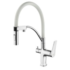 Смеситель для кухни с гибким изливом и подключением для фильтра LEMARK Comfort LM3074C-White Смеситель для кухни с гибким изливом и подключением для фильтра LEMARK Comfort LM3074C-White