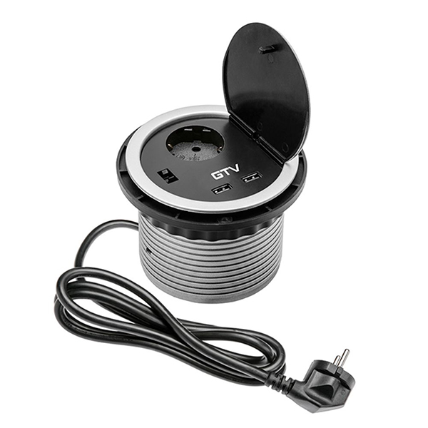 Розетка встраиваемая GTV CHARGER серая AE-BPW1S2UCH-80 Розетка встраиваемая GTV CHARGER серая AE-BPW1S2UCH-80