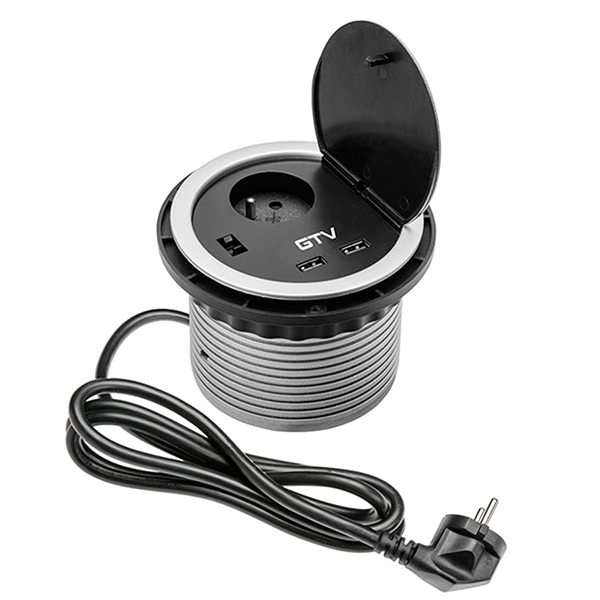 Розетка встраиваемая GTV CHARGER серая AE-BPW1U2UCH-80 Розетка встраиваемая GTV CHARGER серая AE-BPW1U2UCH-80