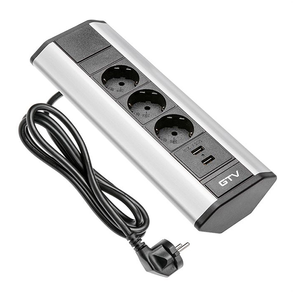 Розетка встраиваемая GTV серый AE-PBKT3S2U-80 Розетка встраиваемая GTV серый AE-PBKT3S2U-80
