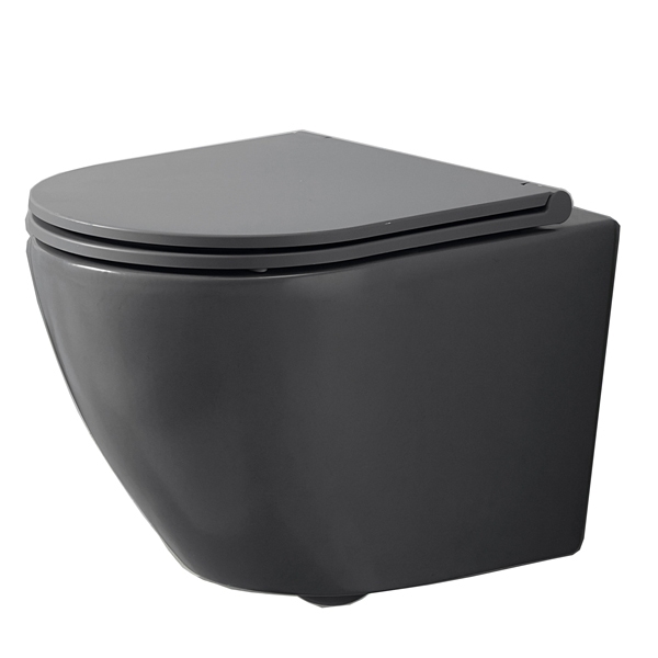 Унитаз подвесной безободковый CERAMALUX SoftClose 370х490х360 мм цвет серый матовый 2197MG Унитаз подвесной безободковый CERAMALUX SoftClose 370х490х360 мм цвет серый матовый 2197MG