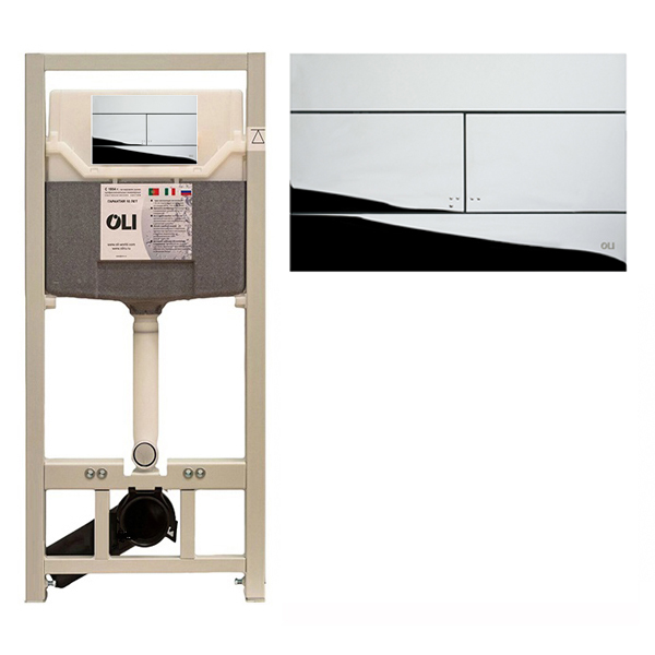 Инсталляция для подвесного унитаза OLI 120 Sanitarblock с клавишей Slim хром глянцевая 879236-659044 Инсталляция для подвесного унитаза OLI 120 Sanitarblock с клавишей Slim хром глянцевая 879236-659044