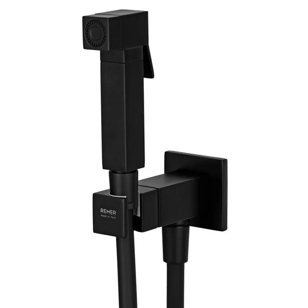 Душ гигиенический встраиваемый с прогрессивным смесителем REMER Qubika черный матовый Q64NO Душ гигиенический встраиваемый с прогрессивным смесителем REMER Qubika черный матовый Q64NO