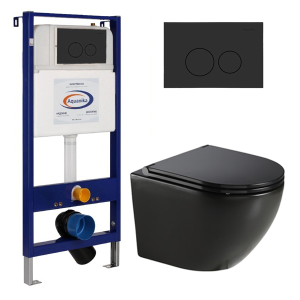 Инсталляция AQUANIKA Basic R-type с унитазом AZARIO Grado Rimfree 10.702.450.02.52-AZ-0046-MB Инсталляция AQUANIKA Basic R-type с унитазом AZARIO Grado Rimfree 10.702.450.02.52-AZ-0046-MB