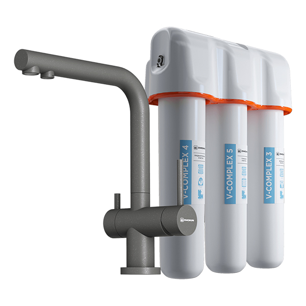 Комплект смеситель для кухни OMOIKIRI Nagano P с фильтром Pure drop Lite-PL платина Комплект смеситель для кухни OMOIKIRI Nagano P с фильтром Pure drop Lite-PL платина