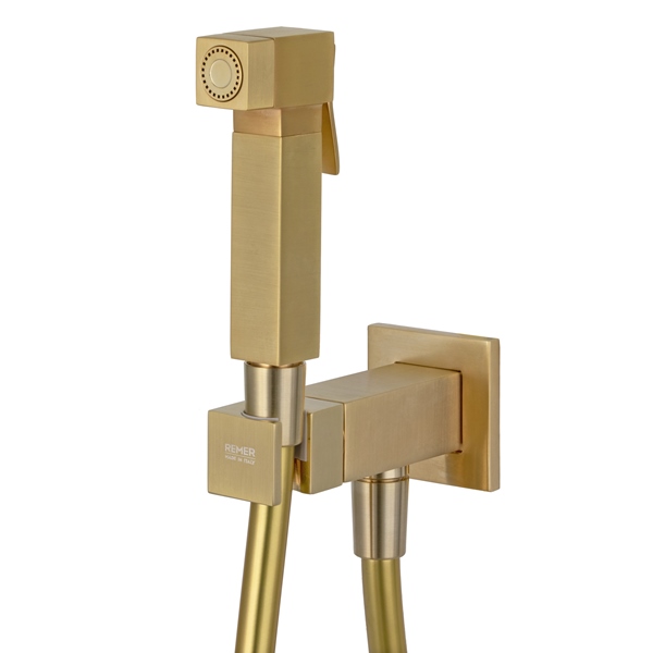 Душ гигиенический встраиваемый с прогрессивным смесителем REMER Absolute золото брашированное Q64BG Душ гигиенический встраиваемый с прогрессивным смесителем REMER Absolute золото брашированное Q64BG
