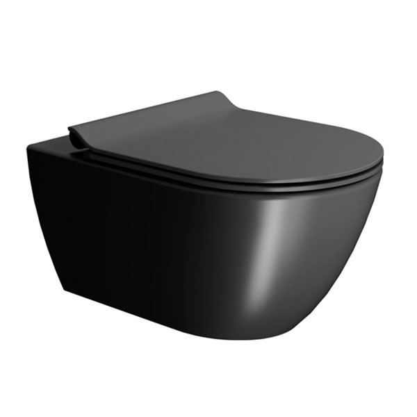 Унитаз подвесной безободковый с креплением GSI Pura SoftClose Swirlflush 550х360х335 мм чёрный матовый Ardesia Унитаз подвесной безободковый с креплением GSI Pura SoftClose Swirlflush 550х360х335 мм чёрный матовый Ardesia