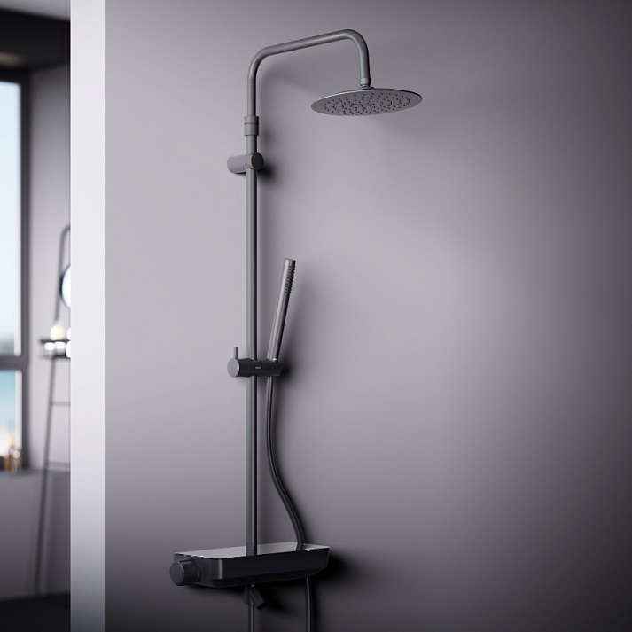 Душевая система с термостатическим смесителем для ванны DAMIXA Scandinavian Pure 250 черный матовый 936760300 Душевая система с термостатическим смесителем для ванны DAMIXA Scandinavian Pure 250 черный матовый 936760300
