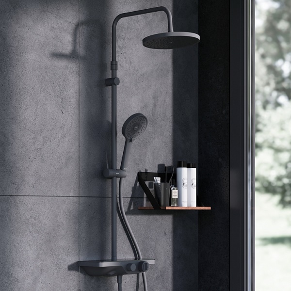 Душевая система с термостатическим смесителем DAMIXA Apollo 235 черный матовый 947760300 Душевая система с термостатическим смесителем DAMIXA Apollo 235 черный матовый 947760300
