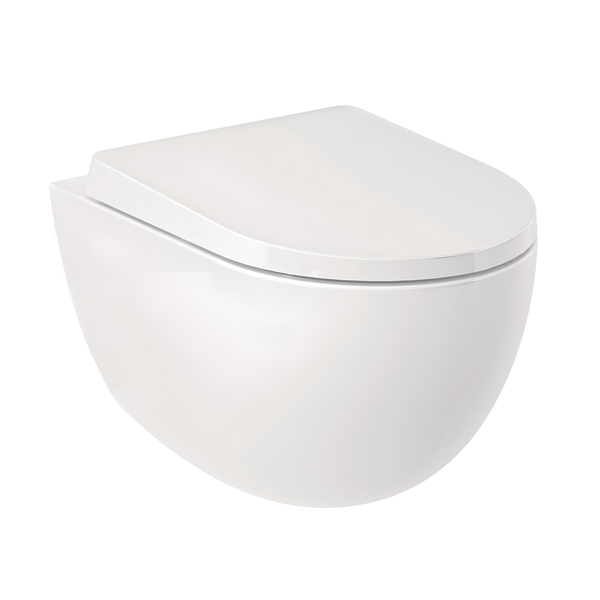 Унитаз подвесной безободковый с сиденьем KLUDI Resa D 365х520х310 мм белый глянцевый 24WCSET43 Унитаз подвесной безободковый с сиденьем KLUDI Resa D 365х520х310 мм белый глянцевый 24WCSET43
