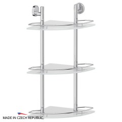 Полка угловая 3-х ярусная FBS Luxia 28 cm 277x621x277 мм матовое стекло, хром Полка угловая 3-х ярусная FBS Luxia 28 cm 277x621x277 мм матовое стекло, хром