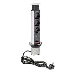Розетка встраиваемая GTV серебристая AE-BPW3S60U-80 Розетка встраиваемая GTV серебристая AE-BPW3S60U-80