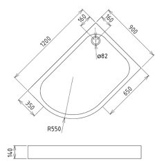 Поддон душевой акриловый GEMY 1200x900x140 мм ST20R Поддон душевой акриловый GEMY 1200x900x140 мм ST20R