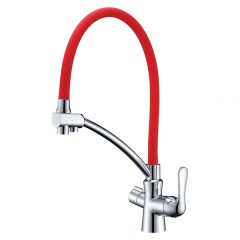 Смеситель для кухни с гибким изливом и подключением для фильтра LEMARK Comfort LM3070C-Red