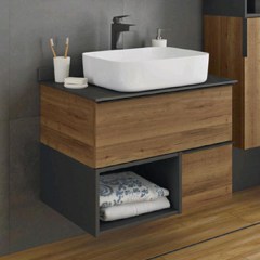 Тумба с раковиной COMFORTY Штутгарт 75 дуб тёмно-коричневый
