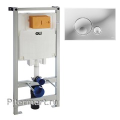 Инсталляция для подвесного унитаза OLI 80 Sanitarblock с клавишей Globe хром глянцевый mechanic 300572-152950