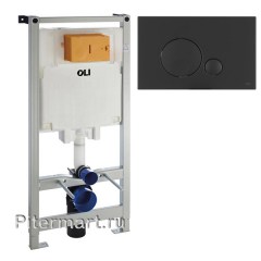Инсталляция для подвесного увинитаза OLI 80 Sanitarblock с клашей Globe черный матовый SoftTouch mechanic 300572-152952