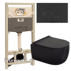 Комплект инсталляция OLI 120 ECO Sanitarblock Globe с унитазом BERGES Ego 49 см SoftClose
