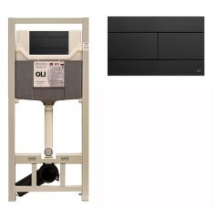 Инсталляция для подвесного унитаза OLI 120 Sanitarblock с клавишей Slim черный матовый SoftTouch 879236-659055