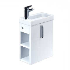 Тумба с раковиной IDDIS Torr 40 L 390х213х600 мм белая полка слева TOR40W1i95K