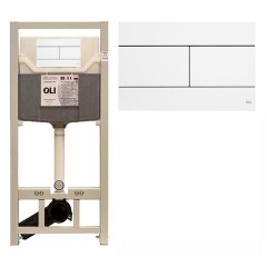 Инсталляция для подвесного унитаза OLI 120 Sanitarblock с клавишей Slim белая глянцевая 879236-659041