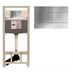 Инсталляция для подвесного унитаза OLI 120 Sanitarblock с клавишей Slim хром матовая 879236-659046