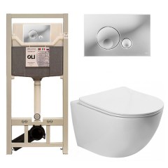 Комплект инсталляция OLI 120 ECO Sanitarblock Globe с унитазом SANTILINE 49 см SoftClose