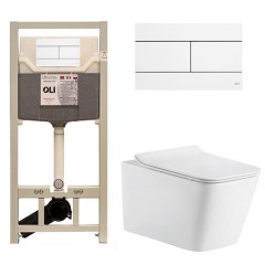 Комплект инсталляция OLI 120 ECO Sanitarblock Slim с унитазом SANTILINE 51 см SoftClose