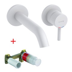 Смеситель для раковины встраиваемый KLUDI Bozz 180 мм белый матовый 382445376S Смеситель для раковины встраиваемый KLUDI Bozz 180 мм белый матовый 382445376S