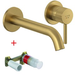 Смеситель для раковины встраиваемый KLUDI Bozz 230 мм золото брашированное 38245N076S Смеситель для раковины встраиваемый KLUDI Bozz 230 мм золото брашированное 38245N076S