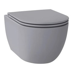 Унитаз подвесной безободковый WELLSEE Chalice Perfection 525х360х355 мм серый матовый Унитаз подвесной безободковый WELLSEE Chalice Perfection 525х360х355 мм серый матовый