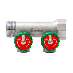 Коллектор латунный ARROWHEAD с регулирующими вентилями 1x3/4 на 2 выхода CB-501-02 Коллектор латунный ARROWHEAD с регулирующими вентилями 1x3/4 на 2 выхода CB-501-02